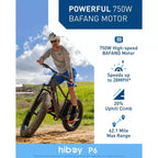 Bici elettrica da montagna Hiboy Adult P6 26" con telaio alto - Nera