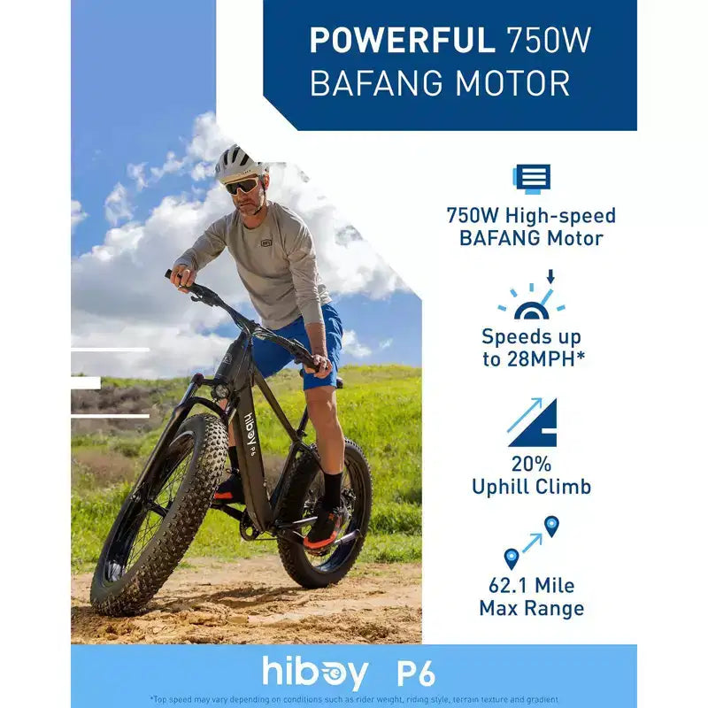 Bici elettrica da montagna Hiboy Adult P6 26" con telaio alto - Nera