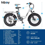 Hiboy Adult EX6 20" Step-Through Electric Cruiser Bike - White