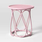 Rattan Kids' Bedside Table Coral - Pillowfort™: Pink Rattan Nightstand, No Assembly, Ethical Handcraft Certified