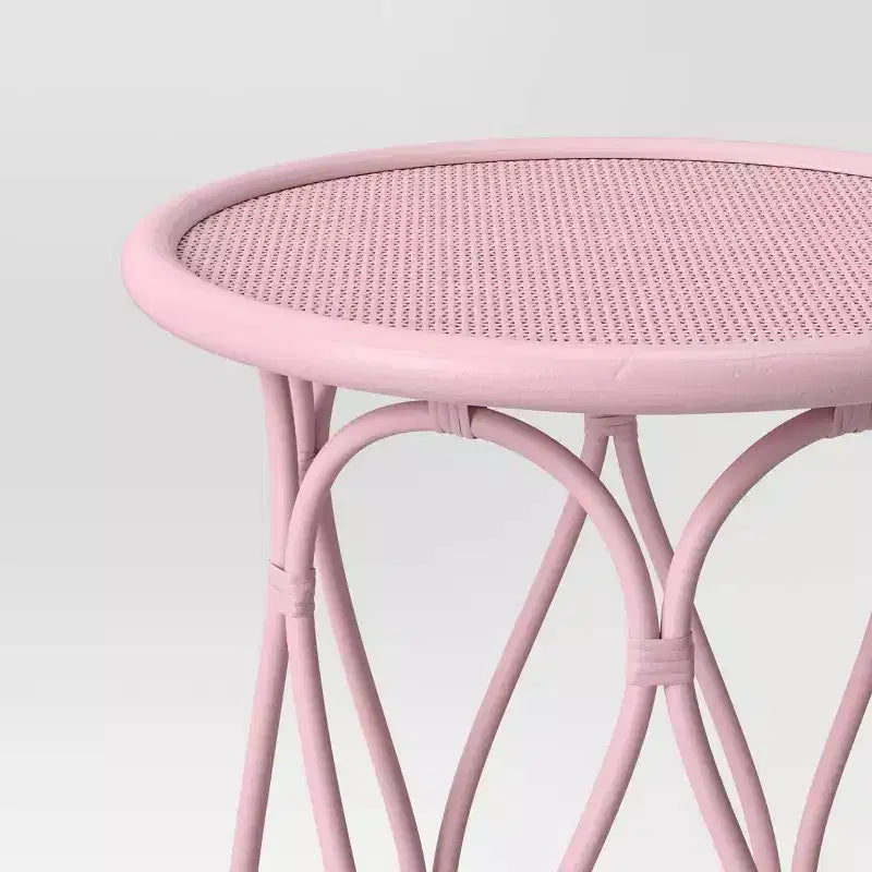Rattan Kids' Bedside Table Coral - Pillowfort™: Pink Rattan Nightstand, No Assembly, Ethical Handcraft Certified