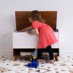 Humble Crew Morgan Mid-Century Kids' Toy Chest with Soft Close Lid and Storage Shelf Wood/White