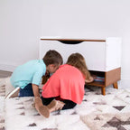 Humble Crew Morgan Mid-Century Kids' Toy Chest with Soft Close Lid and Storage Shelf Wood/White