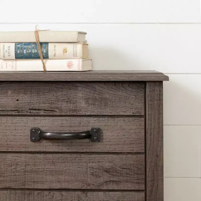 Testiera libreria completa Ulysses con ante, Rovere autunnale - South Shore: Full Size, Moderna, Legno, Marrone