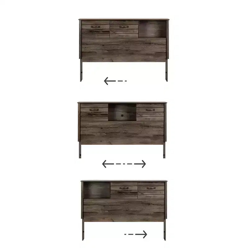 Testiera libreria completa Ulysses con ante, Rovere autunnale - South Shore: Full Size, Moderna, Legno, Marrone