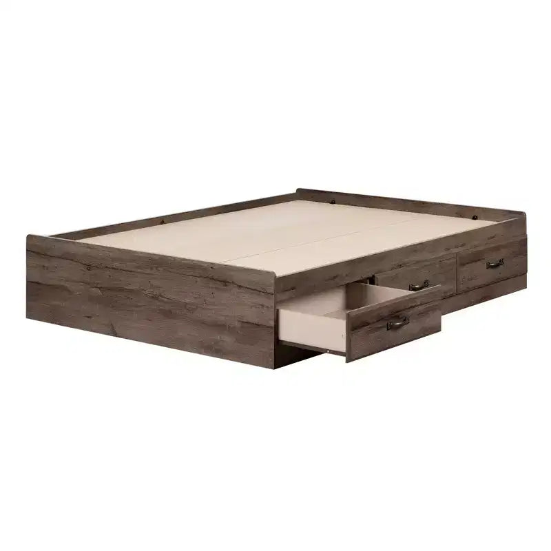 Full Ulysses Mates Kids' Bed with 3 Drawers Fall Oak - South Shore: Modern Full Size Bed Frame, Storage, Unupholstered