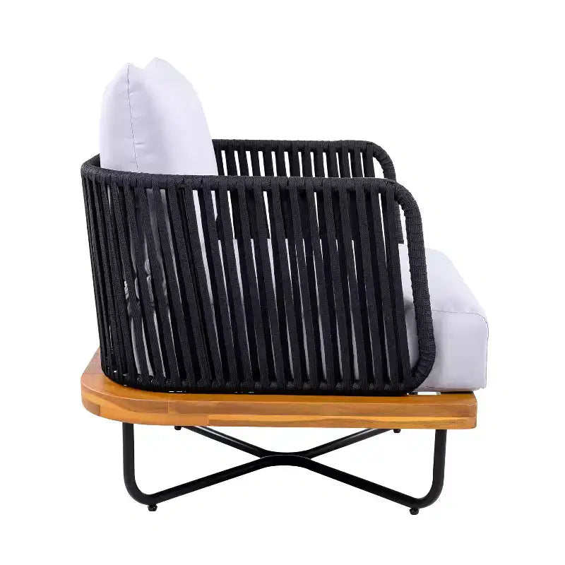 Christopher Knight Home Ivan Rope Woven Acacia and Iron Frame Club Chairs (Set of 2)