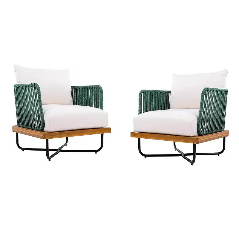 Christopher Knight Home Ivan Rope Woven Acacia and Iron Frame Club Chairs (Set of 2)