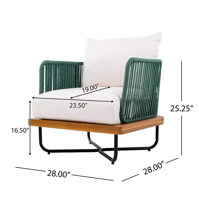 Christopher Knight Home Ivan Rope Woven Acacia and Iron Frame Club Chairs (Set of 2)