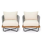 Christopher Knight Home Ivan Rope Woven Acacia and Iron Frame Club Chairs (Set of 2)