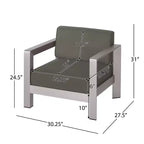 Christopher Knight Home Aviara Poltrona da esterno in alluminio con cuscini (set da 4), argento/kaki