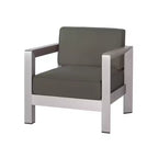 Christopher Knight Home Aviara Poltrona da esterno in alluminio con cuscini (set da 4), argento/kaki
