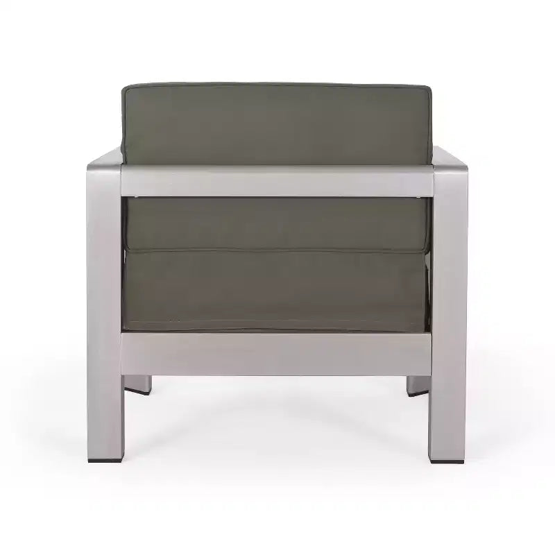 Christopher Knight Home Aviara Poltrona da esterno in alluminio con cuscini (set da 4), argento/kaki