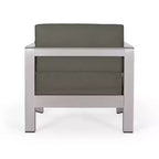 Christopher Knight Home Aviara Poltrona da esterno in alluminio con cuscini (set da 4), argento/kaki