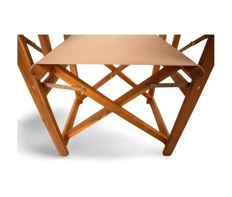 Aspect Living Walker Folding Directors Chair with Side Tables - Natural Finish Wooden Chair, Patio, Poolside, Backyard, Garden - Indoor & Outdoor Use
