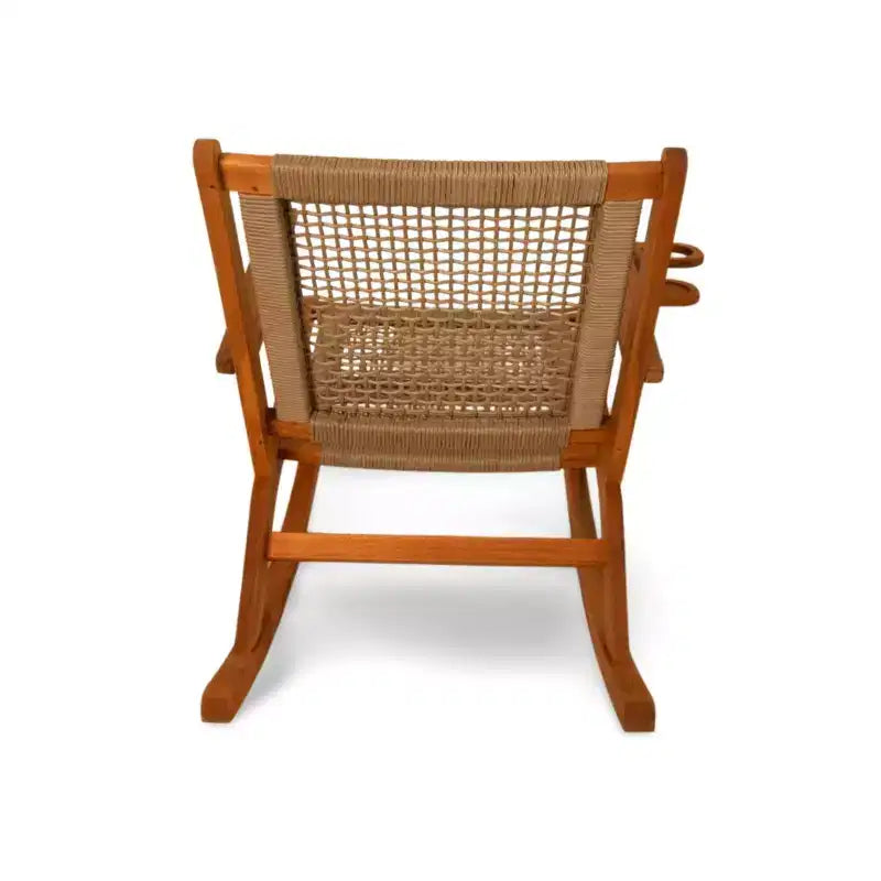 Sedia a Dondolo Aspect Living Vega con Portabibite, Finitura Naturale, Sedia in Legno per Patio, Giardino, Uso Interno ed Esterno - Robusta Struttura in Legno