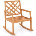 Costway 1/2 PCS Teak Wood Rocking Chair with Backrest and Slatted Seat Backyard and Lawn