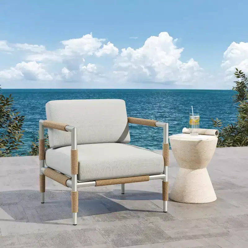 Christopher Knight Home Sedia Wevin in alluminio con cuscini, grigio chiaro