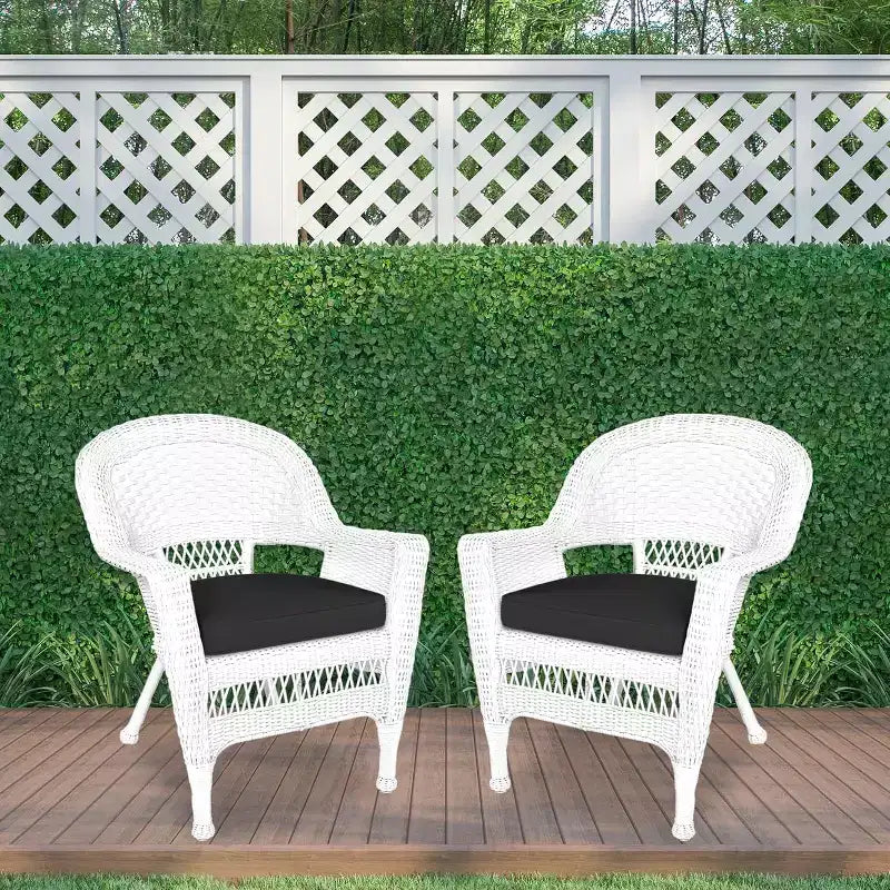 HomeStock Zen Zone Chair Set of 2, Durable Resin Wicker, Weather-Resistant with Cushions