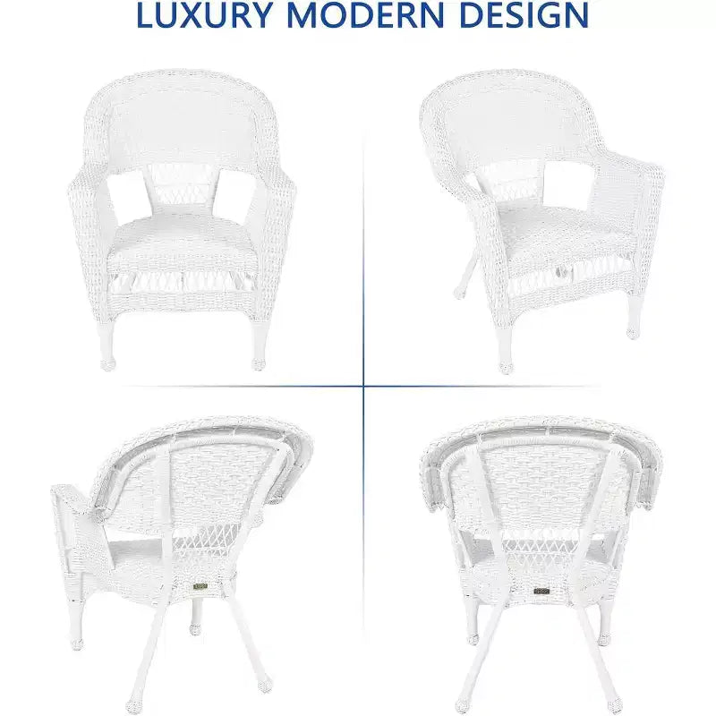 HomeStock Zen Zone Chair Set of 2, Durable Resin Wicker, Weather-Resistant with Cushions
