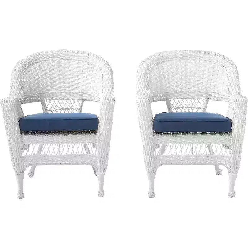 HomeStock Zen Zone Chair Set of 2, Durable Resin Wicker, Weather-Resistant with Cushions