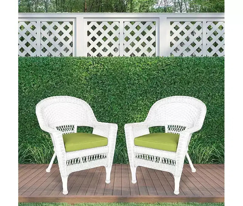HomeStock Zen Zone Chair Set of 2, Durable Resin Wicker, Weather-Resistant with Cushions