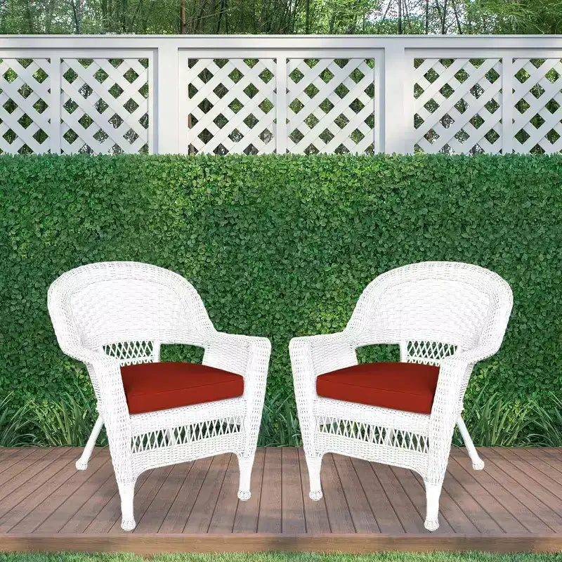 HomeStock Zen Zone Chair Set of 2, Durable Resin Wicker, Weather-Resistant with Cushions