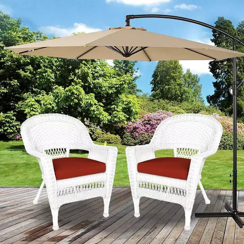 HomeStock Zen Zone Chair Set of 2, Durable Resin Wicker, Weather-Resistant with Cushions