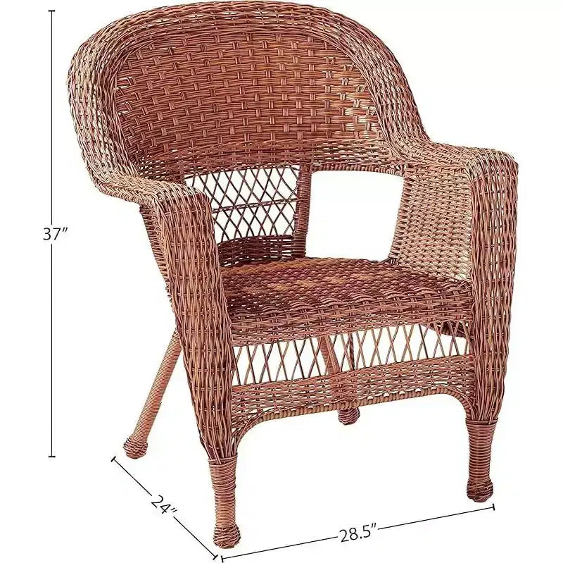 HomeStock Honey Wicker Chair with Cushion