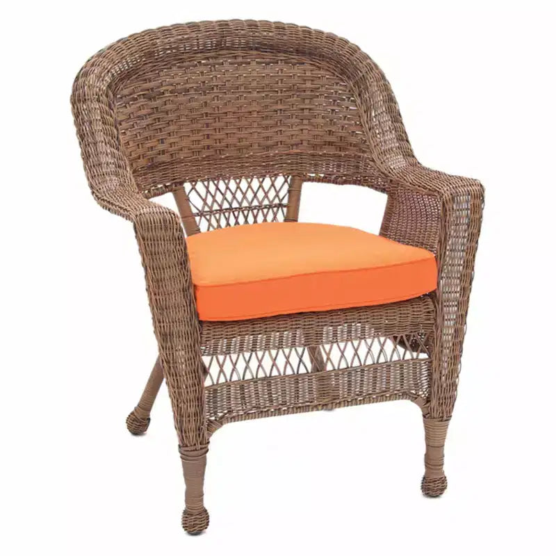 HomeStock Honey Wicker Chair with Cushion