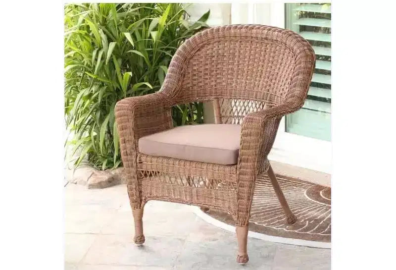 HomeStock Honey Wicker Chair with Cushion