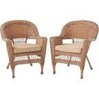 HomeStock Honey Coastal Craftsman Chair Set of 2 with Cushions