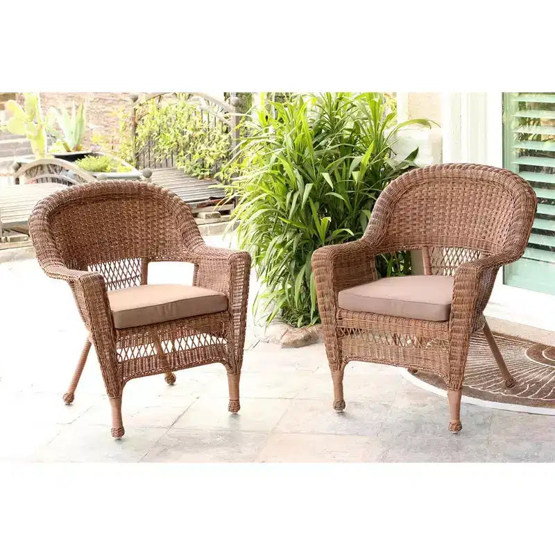 HomeStock Honey Coastal Craftsman Chair Set of 2 with Cushions