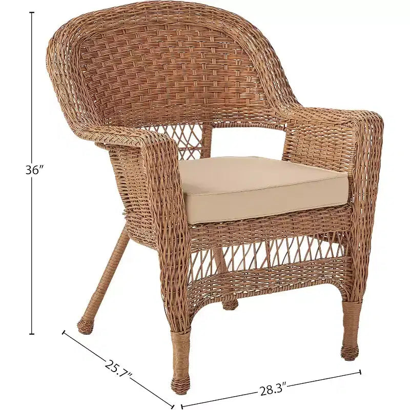 HomeStock Honey Coastal Craftsman Chair Set of 2 with Cushions