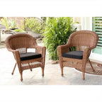 HomeStock Honey Coastal Craftsman Chair Set of 2 with Cushions