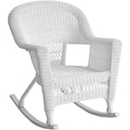 HomeStock Modern Motifs Patio Chair Set Of 2, Outdoor Rocking Chairs In White Resin Wicker, Steel Frame For Durability, Stackable For Storage