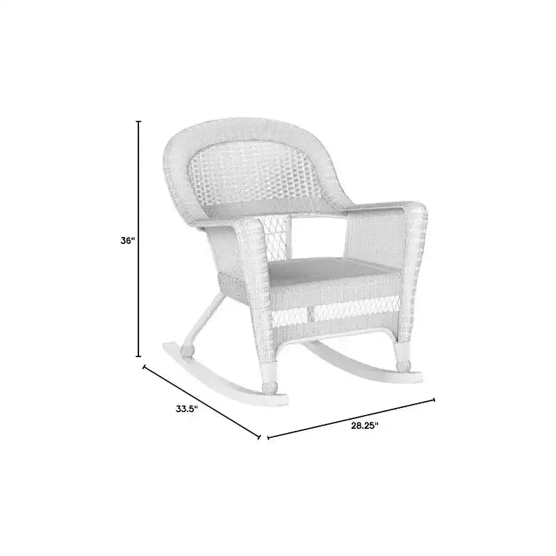 HomeStock Modern Motifs Patio Chair Set Of 2, Outdoor Rocking Chairs In White Resin Wicker, Steel Frame For Durability, Stackable For Storage