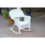 HomeStock Modern Motifs Patio Chair Set Of 2, Outdoor Rocking Chairs In White Resin Wicker, Steel Frame For Durability, Stackable For Storage