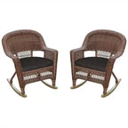 HomeStock Honey Wicker Chair with Black Cushion - Set of 4