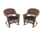 HomeStock Honey Wicker Chair with Black Cushion - Set of 4