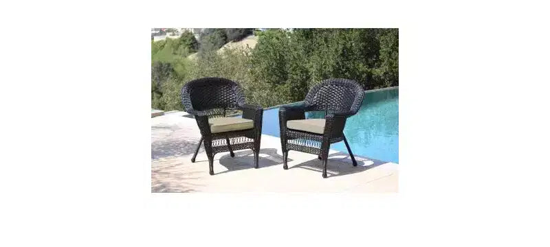 HomeStock Sedia in vimini con cuscino - Set da 2