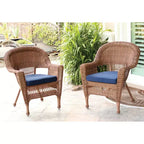 HomeStock Sedia in vimini con cuscino - Set da 2