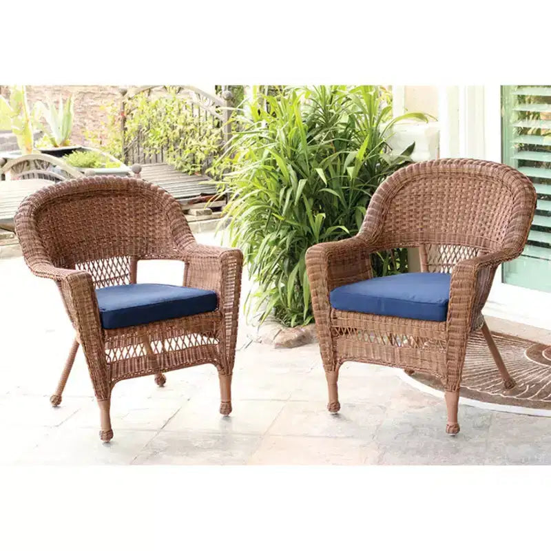 HomeStock Sedia in vimini con cuscino - Set da 2