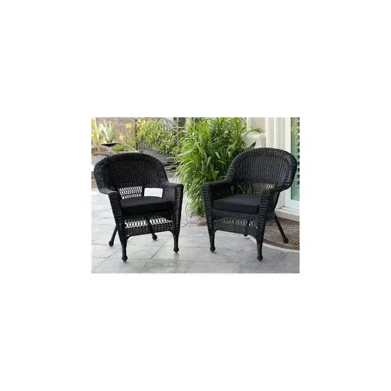 HomeStock Sedia in vimini con cuscino - Set da 2
