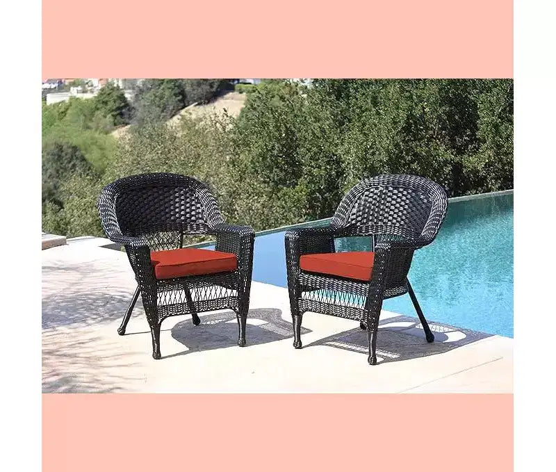HomeStock Sedia in vimini con cuscino - Set da 2