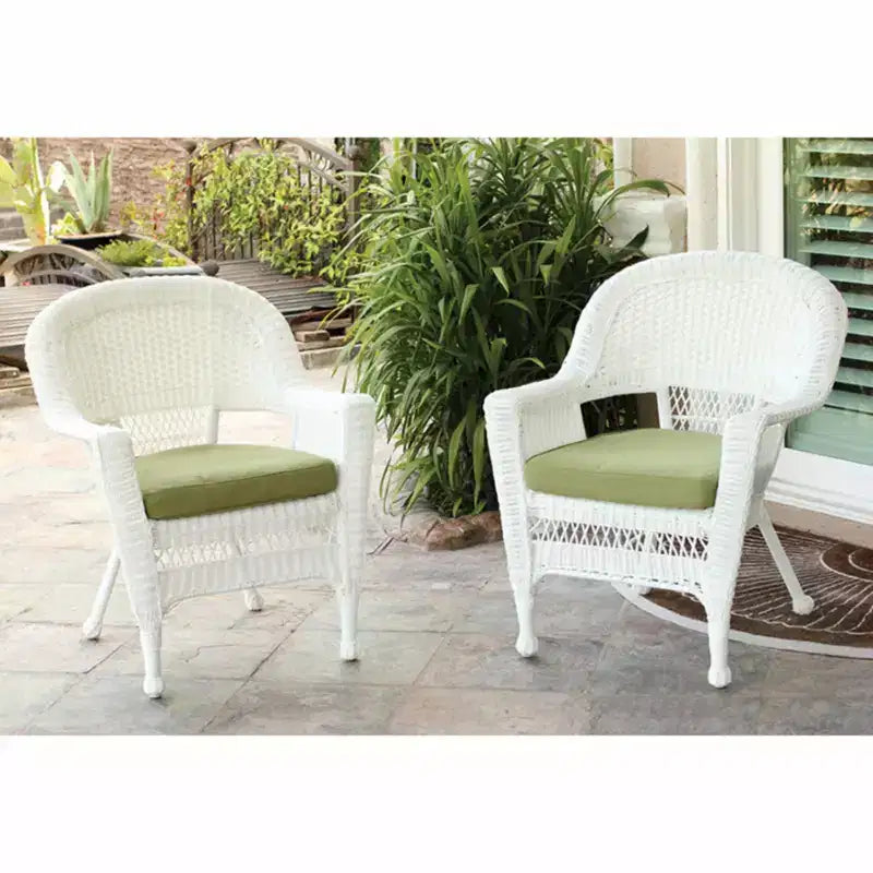 Sedia favolosa HomeStock bianca alla francese con cuscino verde