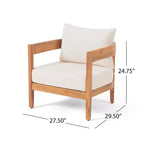 Christopher Knight Home Brooklyn Outdoor Acacia Wood Club Chair with Cushions, Teak/Beige