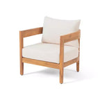 Christopher Knight Home Brooklyn Outdoor Acacia Wood Club Chair with Cushions, Teak/Beige