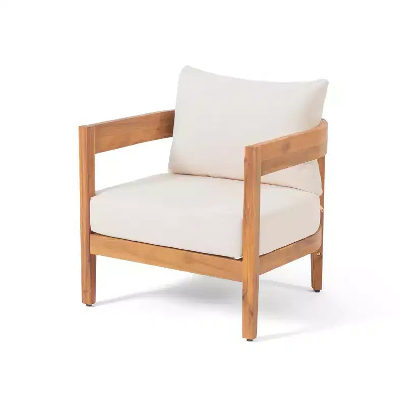 Christopher Knight Home Brooklyn Outdoor Acacia Wood Club Chair with Cushions, Teak/Beige