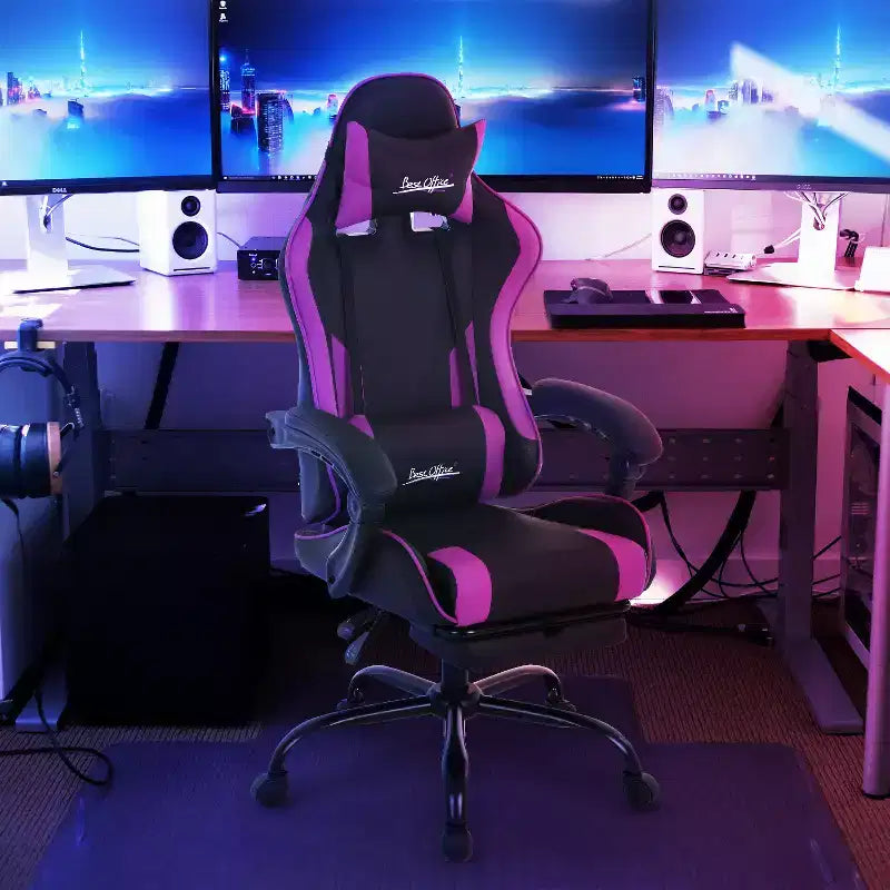 Sedia da gaming BestMassage Sedia da ufficio per computer con poggiapiedi e supporto lombare